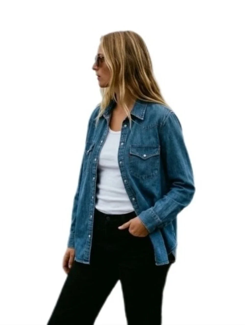 Levi's Shirt Ultimate Denim Button Up Longsleeve 100% Cotton Blue Plus Size 2X - Picture 7 of 16